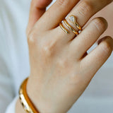 Minimalist Sleek Geometric Cubic Zirconia Open Ring