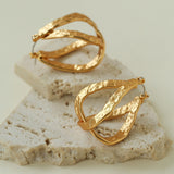 Hammered Sculptural Gold Hoop Earrings