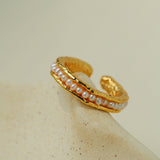 Natural Freshwater Pearl Molten Texture Open Ring