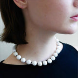 White turquoise & Black Agate Beaded Necklace