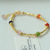Bohemian Faceted Gold Bead Bracelet – Colorful Gemstone or Pearl Style