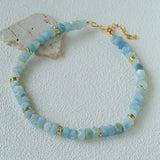 Irregular Raw Aquamarine Beaded Necklace