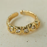 Textured Wrinkle Cubic Zirconia Open Ring