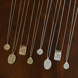 Vintage Floral Relief Geometric Cubic Zirconia Pendant Necklace