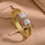 Two-tone round-end cuff bracelet - upright view