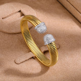 Two-tone round-end cuff bracelet - upright view