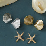 Ocean Style Shell & Paved Starfish Stud Earrings