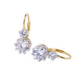 Graduated Two-Stone Cubic Zirconia Leverback Earrings - detail view | Floysun