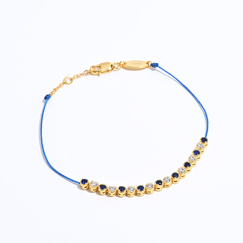 S925 Silver Gold-Plated CZ Colored String Bracelet
