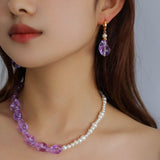 Purple Baroque Glazed Pearl Earrings