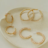 Vintage Hammered Mini Pearl Statement Hoop Earrings