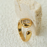 Fluid Teardrop Cubic Zirconia Open Ring