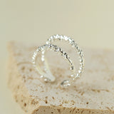 Molten Lava Texture Double-Band Hollow Open Ring