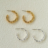 Crinkled Textured C-Hoop Earrings