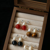 Natural Gemstone & Pearl Drop Earrings