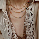 Bohemian Faceted Gold Bead Necklace – Colorful Gemstone or Pearl Style