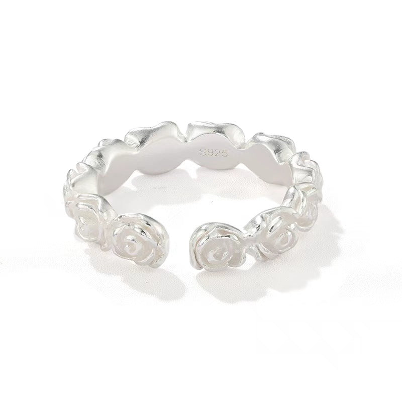Sculpted Rose Garland Adjustable Ring - styled view 2 | Floysun