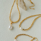 Large Baroque Pearl Pendant Lava Texture Gold Necklace