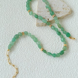 Niche Summer Beach Style Natural Aventurine Beaded Necklace