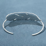 Embossed Feather Wide Open Bracelet