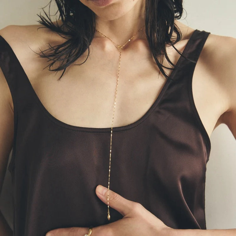 Teardrop Lariat Long Y Necklace - side view 2 | Floysun