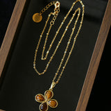 Natural Stone Four-Leaf Clover Necklace