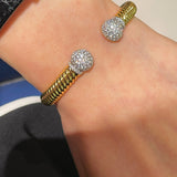 Vintage Spiral Pavé Open Bangle