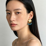 Vintage Ethnic Teardrop Beaded Tassel Earrings