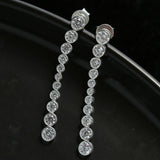 Bubble Long Gradient CZ Drop Stud Earrings