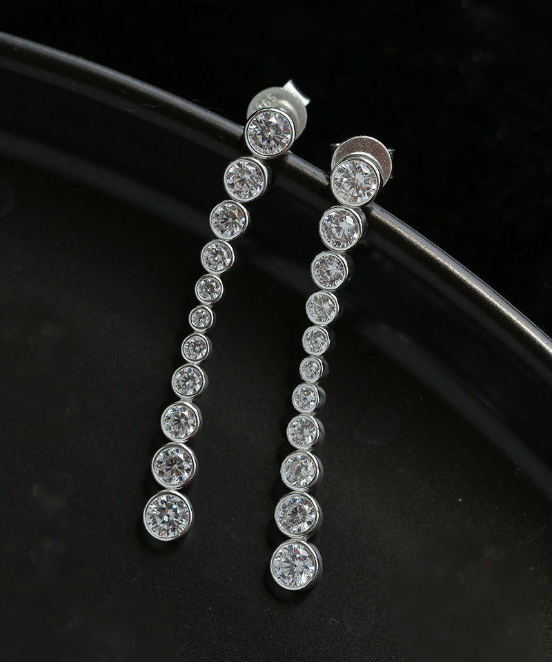 Bubble Long Gradient CZ Drop Stud Earrings
