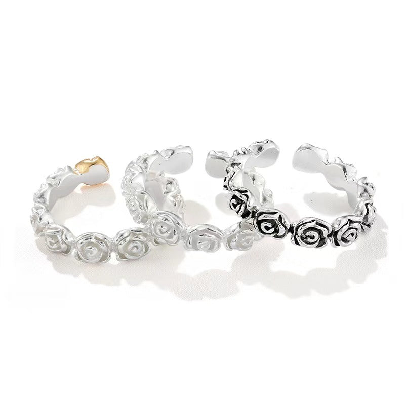 Sculpted Rose Garland Adjustable Ring - scale view 2 | Floysun