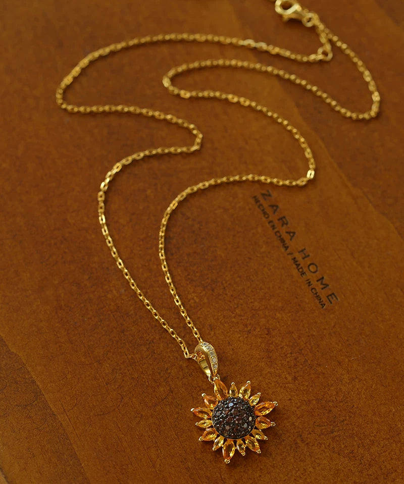 Colorful Sunflower Pendant Necklace