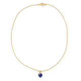 Elegant French Lapis Lazuli Heart Ball Chain Necklace