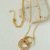 Natural Freshwater Pearl Interlocking Ring Pendant Necklace