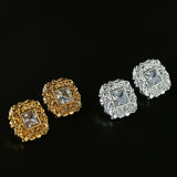 Molten Lava Texture Square Cubic Zirconia Stud Earrings