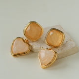 French Vintage Double-Stone Geometric Drop Earrings