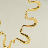Flowing Wavy Lines U-Shaped Metal Layering Necklace