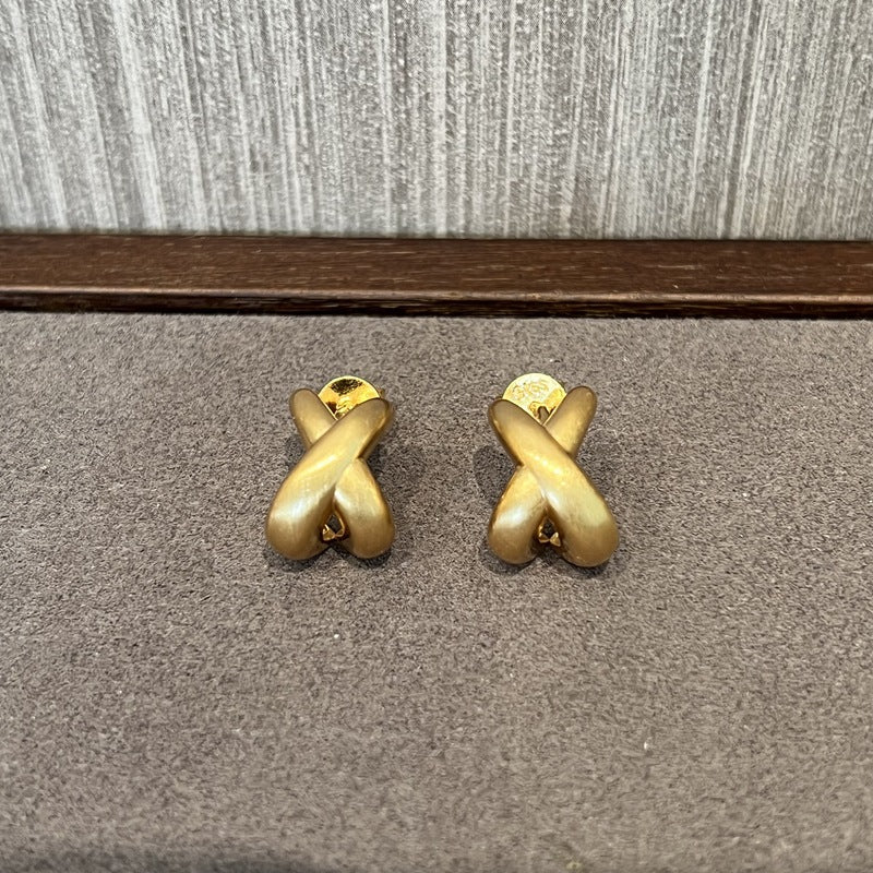 Minimalist Brushed Metal Cross Earrings