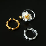 Chinese-Style 925 Silver Camellia Flower Open Ring