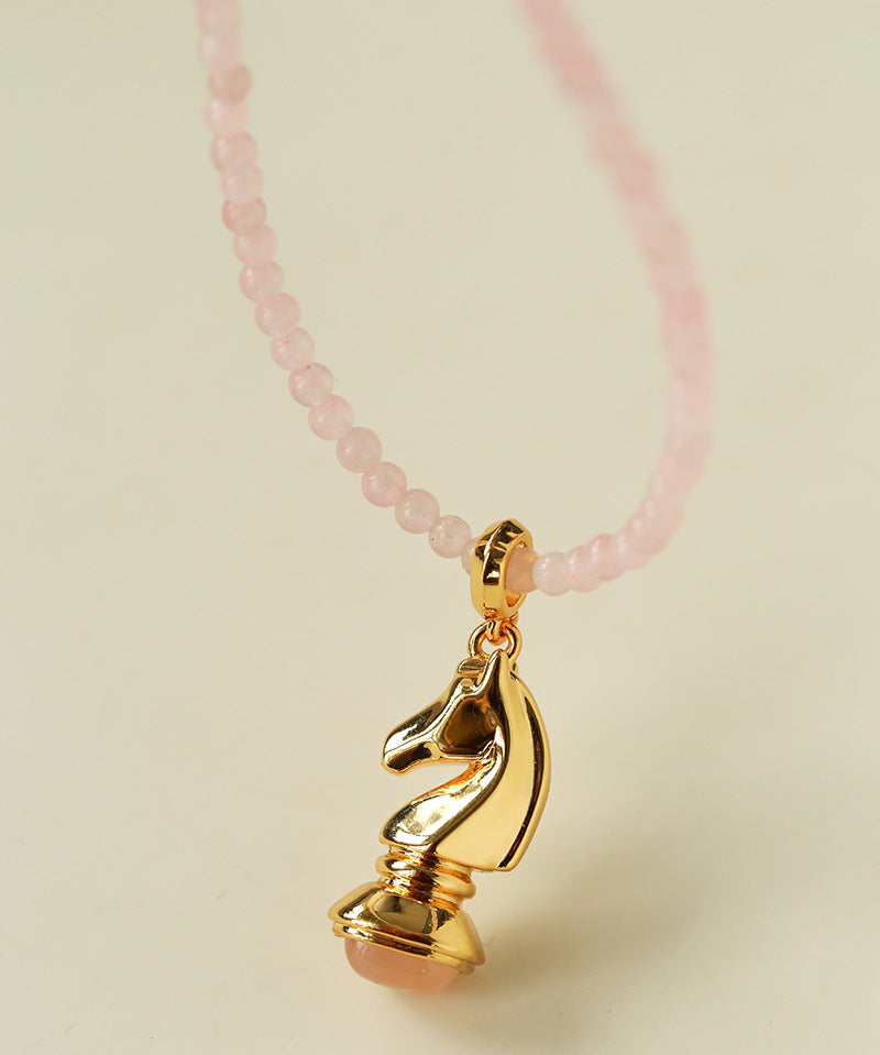 Knight Chess Horse Gemstone Beaded Necklace