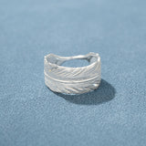 Embossed Feather Wide Band Ring