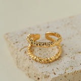 Molten Lava Texture Double-Band Hollow Open Ring
