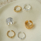 Textured Wrinkle Cubic Zirconia Open Ring