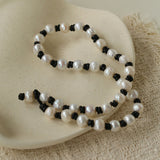 Natural Pearl Knotted Leather Necklace
