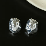 Minimalist Irregular Hammered Lava Stud Earrings