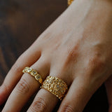 Textured Wrinkle Cubic Zirconia Open Ring