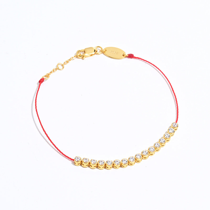 S925 Silver Gold-Plated CZ Colored String Bracelet