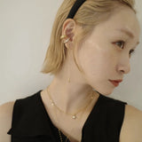 Teardrop Tassel Long Chain Drop Earrings - alternate angle 3 | Floysun