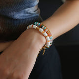 Multicolor Gemstone & Mother of Pearl Disc Bead Bracelet