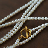 French Style Long Freshwater Pearl OT Clasp Lariat Necklace